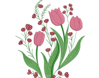 Tulip Floral Bouquet Embroidery Design-Embroidery Machine File