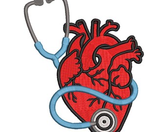 Anatomical Heart Embroidery design &Stethoscope – Nurse Embroidery file
