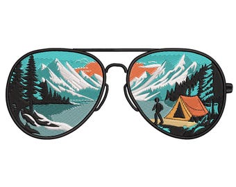 Mountain Camping Sunglasses – Outdoor Embroidery Design