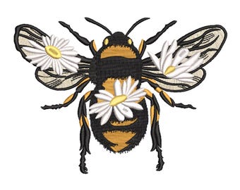 Stickmuster „Hummel mit Gänseblümchen“ – Stickdatei