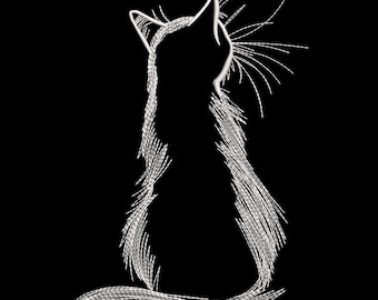 Sitting Cat – Line Art Embroidery Design