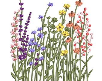 Wildflower Meadow Floral Garden Machine Embroidery Design- Machine Embroidery Design File