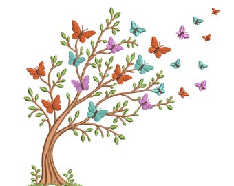Stickmuster „Schmetterling und Lebensbaum“ – Stickdatei für Stickmaschinen