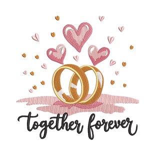 Für immer zusammen Ringe Stickmuster– Hochzeitsstickdatei