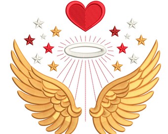 Angel Wings & Heart – Divine Stars Embroidery Design