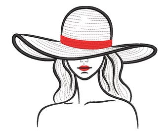 Elegant Lady in Hat  Embroidery  design– Fashion Embroidery file