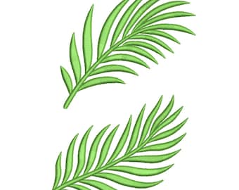 Tropical Palm Leaf Pair Machine Embroidery Design- Machine Embroidery Design File