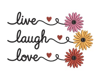 Live Laugh Love Daisy Embroidery Design File