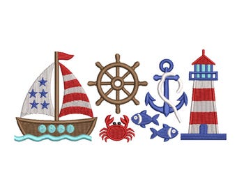 Nautical Icons Set Embroidery Design – Marine Embroidery File