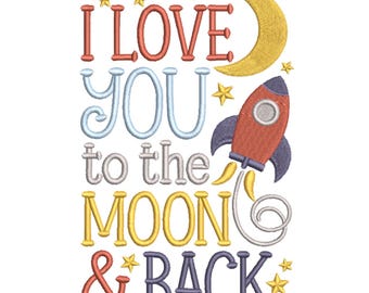 Borduurontwerp I Love You to the Moon & Back Rocket