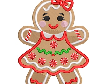 Gingerbread Girl Peppermint – Festive Embroidery Design