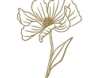Single Flower Line Art Machine Embroidery Design- Machine Embroidery Design File