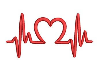 Heartbeat Heart Line Machine Embroidery Design- Machine Embroidery Design File