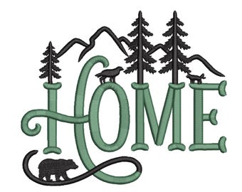 Rustic Mountain Home Embroidery Design-Holiday“home”, “embroidery” File