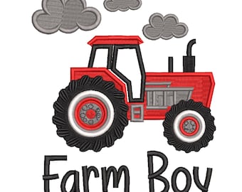 Farm Boy Tractor Embroidery Design-Embroidery Machine File