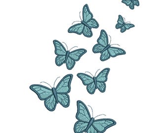Blue Butterfly Cluster Embroidery Design– Elegant Embroidery File
