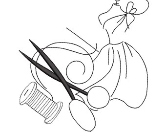 Nähen Line Art Stickdatei – Fashion Tailor Stickdatei