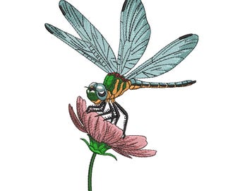 Dragonfly Flower Embroidery Design-Embroidery Machine File