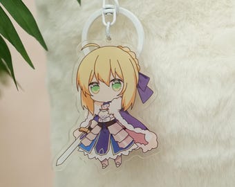 FGO Chibi Acrylic Keychain Set Fate/Grand Order Saber Merlin Gilgamesh Charms