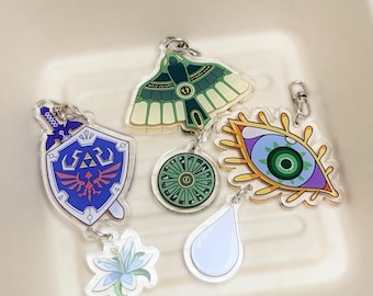 Zelda Keychain Fanmade Korok Link Master Sword Dragon Tear Acrylic Bag Charm Set
