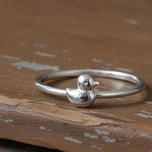 14k Gold Plated Duckling Ring • Dainty Rubber Duck Charm