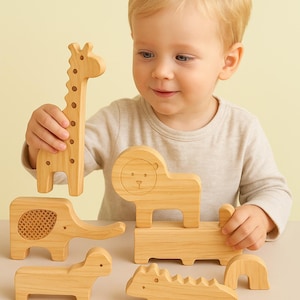 Woodland Animal Stacking Toy Set – Wooden Balancing Blocks for Kids