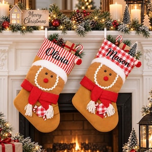 Personlig pepparkaksjulstrumpa, personlig namngiven julstrumpapåse (2 modeller)
