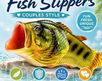 Funny Fish Slippers, Realistic Fish Slides, Non Slip EVA Shower Sandals, Family Matching Beach Slippers, Fisherman Gift