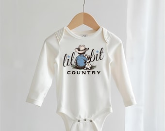 Lil Bit Country Baby Boy’s Long Sleeve Onesie