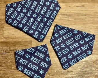 Blue Best Boy Elastic Dog Bandana