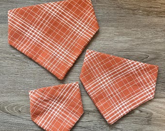 Fall Orange Plaid Elastic Dog Bandana
