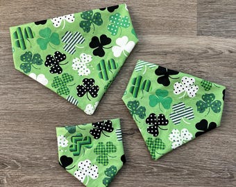 Green Shamrock, St. Patty’s Elastic Dog Bandana