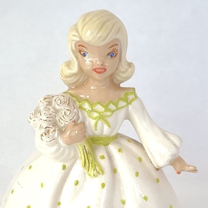 Vintage Holland Mold Ceramic Girl Figurine: Kitschy Floral Dress Decor