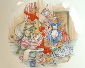 Vintage 1984 Bunnykins Bowl: Royal Doulton Rabbit Kids Decor