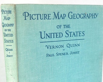 Vintage 1953 Mapa de imágenes Geografía de los Estados Unidos - Libro de mapas vintage / Libro de mapas para niños / Libro de geografía para niños / Libro retro para niños