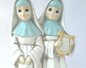 Vintage Musical Singing Nuns Figurine by Josef Originals - Vintage Kitsch / Kitschy Figurine / Kitschy Cute / Nun Figurine