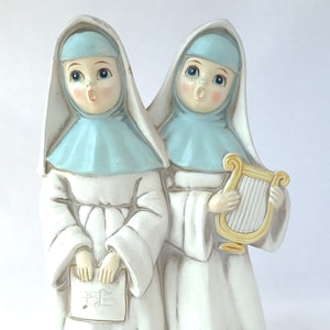 Vintage Musical Singing Nuns Figurine by Josef Originals Vintage Kitsch / Kitschy Figurine / Kitschy Cute / Nun Figurine image 1