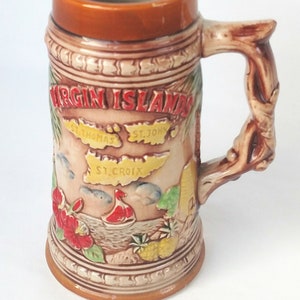 Virgin Islands Beer Stein - Vintage Souvenir Beer Mug / Caribbean Barware / Mantique Gift