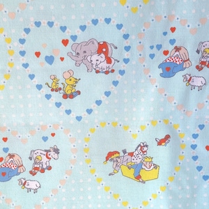 Vintage Baby Duvet Cover: Blue Flannel with Toy Print