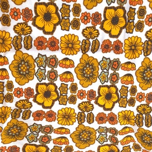 Vintage Dupont Savalux Screen Print Floral Fabric 62 x 49 Groovy Fabric / Retro Fabric / Vintage Fabric image 1