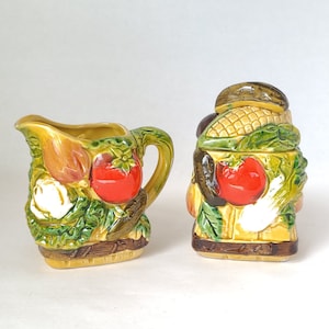 Vegetable Sugar Bowl and Creamer Set - Vintage Seventies Kitschy Kitchen