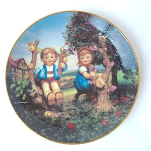 Vintage 1989 M.I Hummel Apple Tree Boy and Girl Collectible Plate From The Little Companions Collection Hummel Plate / Kitschy Cute image 1