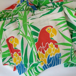 Macaw Parrot Twin Size Sheet Set by Burlington - Vintage Sheet Set / Parrot Sheet Set / Tropical Sheet Set