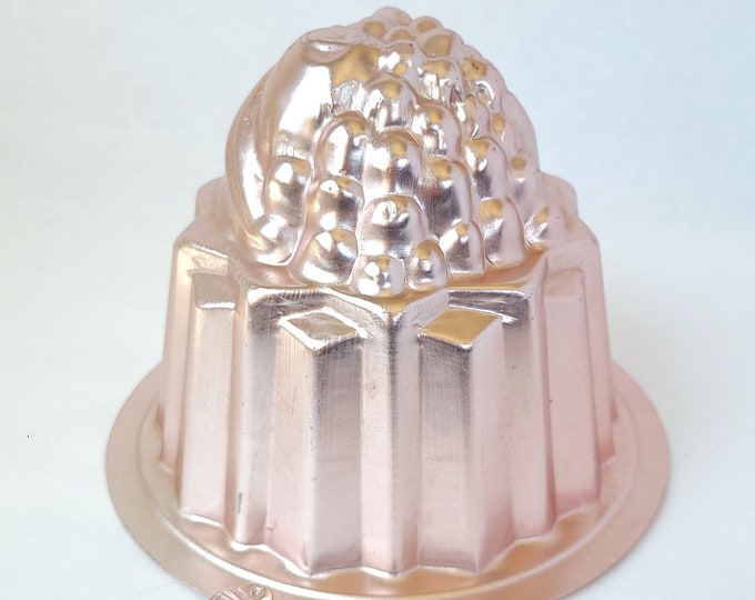 Vintage 2 Tier Copper Jello Mold With Fruit on Top Vintage Jello Mold