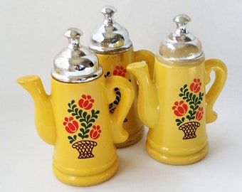 Set von 3 Vintage Avon Koffee Klatch Blumen Kaffeekanne Flaschen
