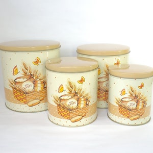 Vintage Cheinco Tin Canister Set: Wheat Bread Basket Design