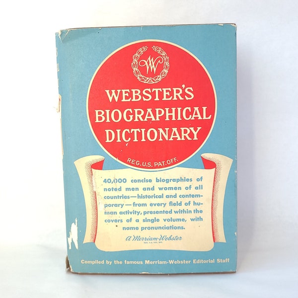 Vintage 1969 Webster's Biographical Dictionary - Vintage Dictionary / Webster Biography / Biography Encyclopedia