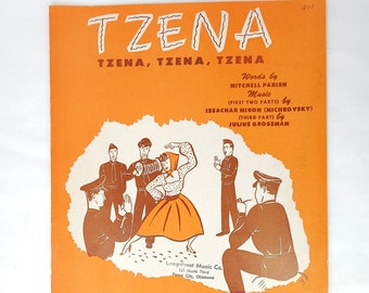 Vintage 1950 Tzena, Tzena, Tzena Sheet Music - Traditional Israeli Folk Song - Vintage Music / Vintage Sheet Music / Israeli Music