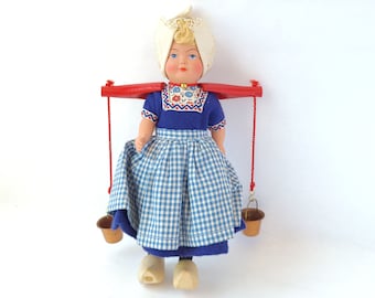 Vintage Dutch Girl Milkmaid Doll by Dovina Dolls - Vintage Dutch Doll / Vintage Doll / Milkmaid Doll / Kitschy Doll / Kitschy Cute