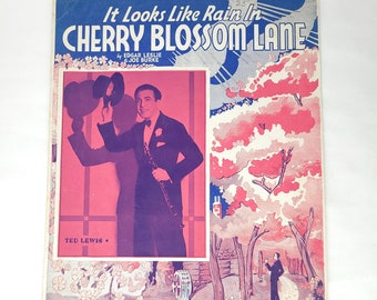 Vintage 1937 It Looks Like Rain in Cherry Blossom Lane Sheet Music - Vintage Sheet Music / Thirties Sheet Music / Thirties Music